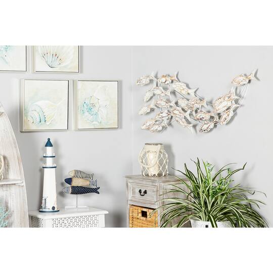 45" White Wood Coastal Wall Decor